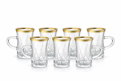 סט כוסות מעוצבות כולל פס זהב חריטה בלייזר מארז 6 יח "לה מימונה"