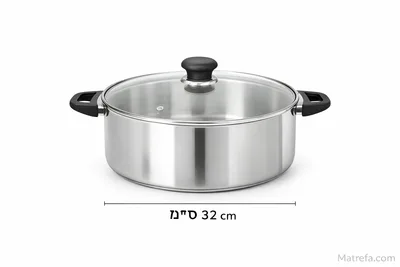 סיר סוטאז גבוהה במיוחד 32 ס"מ נירוסטה במידה  מיוחדת מכסה זכוכית