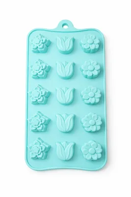 תבנית שוקולד פרלין מולטי פרחים 15 שקעים טורקיז