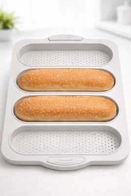 תבנית סיליקון לחמניות 4 שקעים 20*6.5*2.5 ס"מ