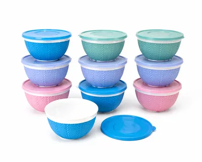 מארז 10 יח קערות /סלטיות כולל מכסים 500 מ"ל