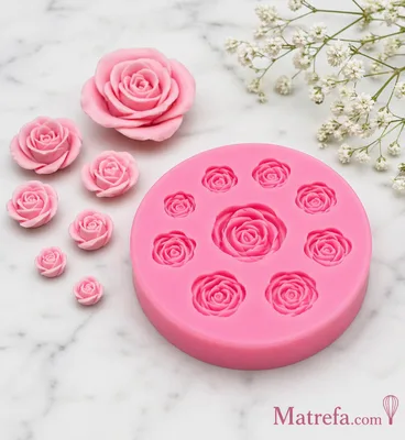 שבלונה יציקת סיליקון ורדים 9 שקעים