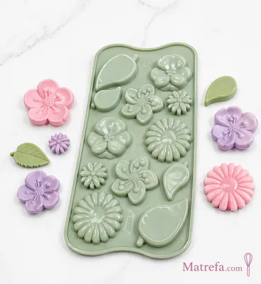 תבנית/שבלונה סיליקון פרחים 12 שקעים
