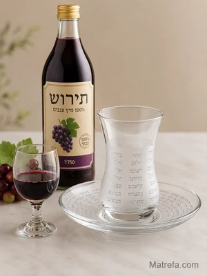 כוס קידוש זכוכית מעוצבת כולל צלחת אפור 120 מ"ל "מכתוב"