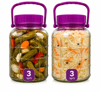 צנצנת חמוצים זכוכית 3 ליטר