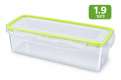 קופסה פלסטיק מלבנית 1.9 ליטר סגירת לוק 28*10*10 ס"מ