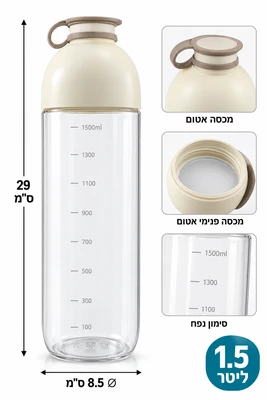 בקבוק/צנצנת לאחסון מקסלוק קטניות 1.5 ליטר